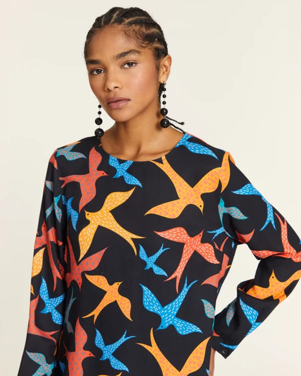vestido corto pajaros - Imagen 2