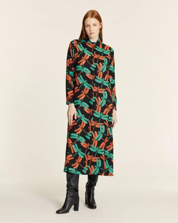 vestido midi libelulas
