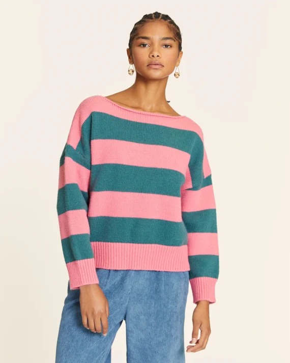 JERSEY DE RAYAS ROSA Y VERDE