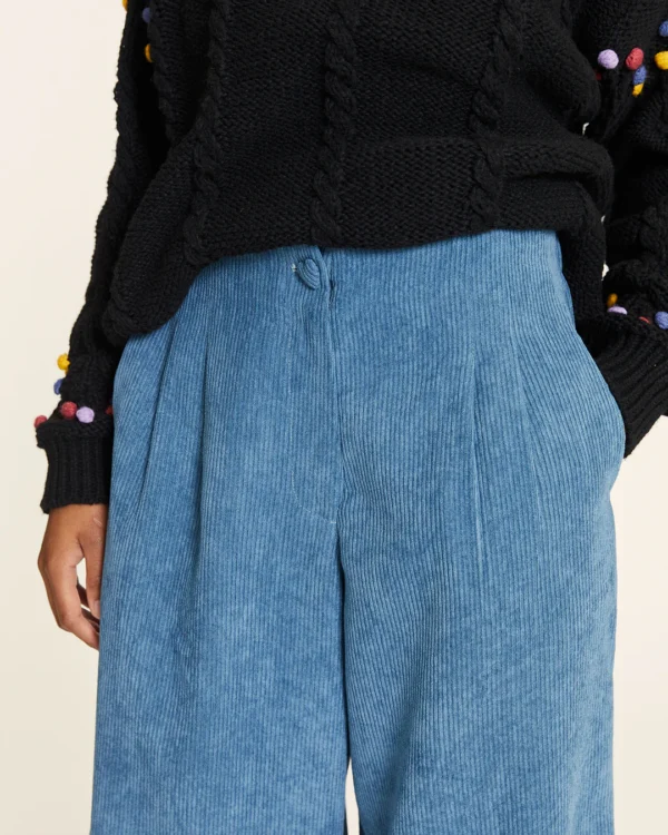 PANTALON PANA PINZAS AZUL - Imagen 2