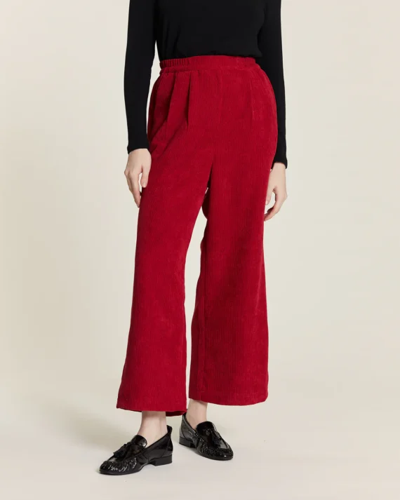 Pantalon de pana sin cierre rojo
