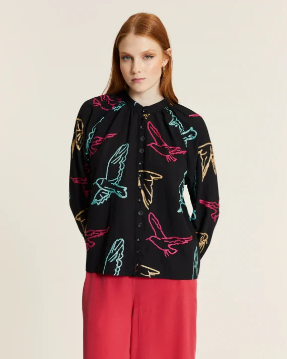 Camisa MAO PAJAROS BORDADOS