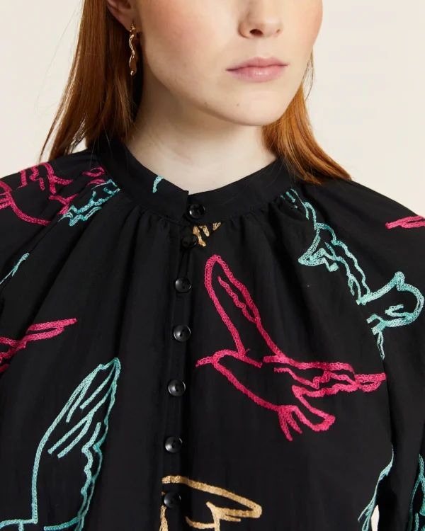 Camisa MAO PAJAROS BORDADOS - Imagen 2