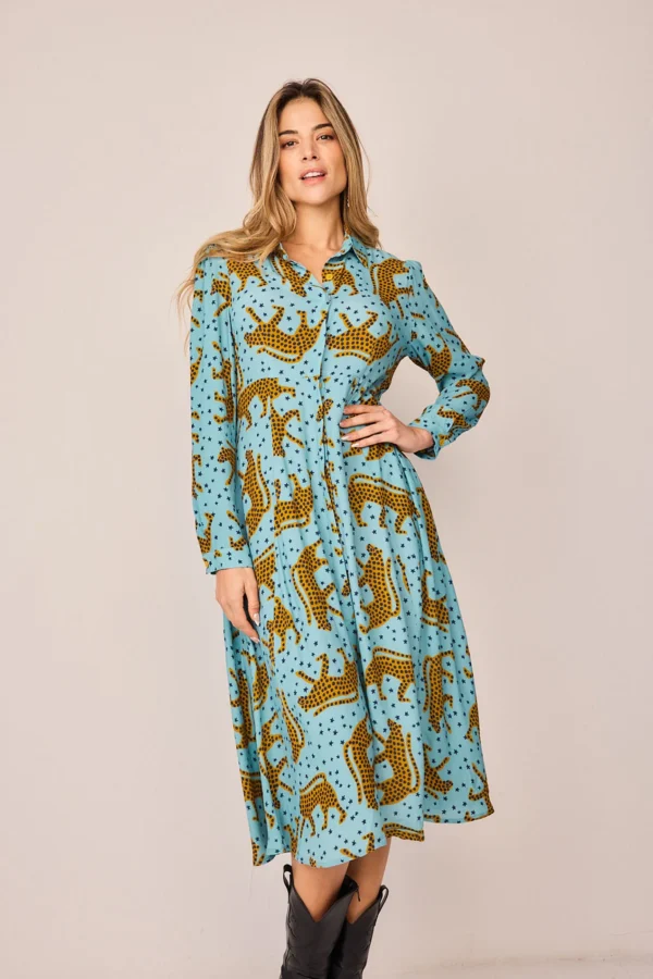 VESTIDO AZUL GUEPARDO - Imagen 4