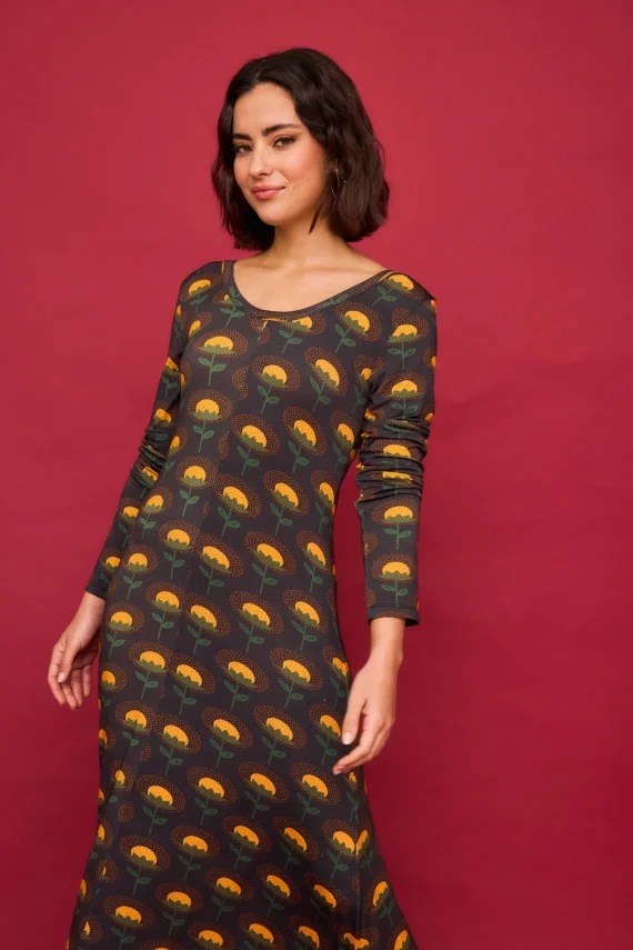 VESTIDO PUNTO FLOR AMARILLA