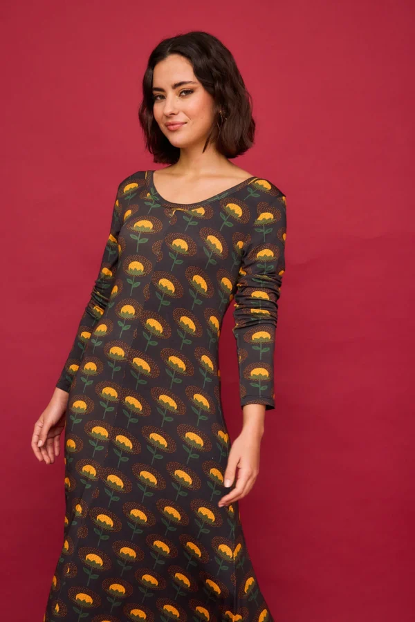 VESTIDO PUNTO FLOR AMARILLA