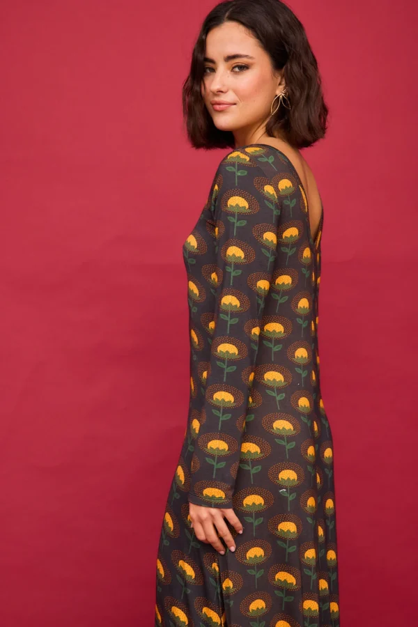 VESTIDO PUNTO FLOR AMARILLA - Imagen 4
