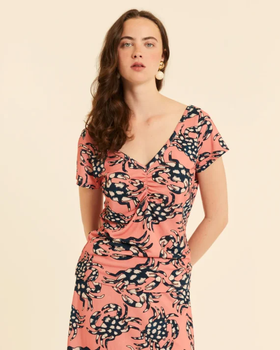 TOP FRUNCIDO PINK CRABS