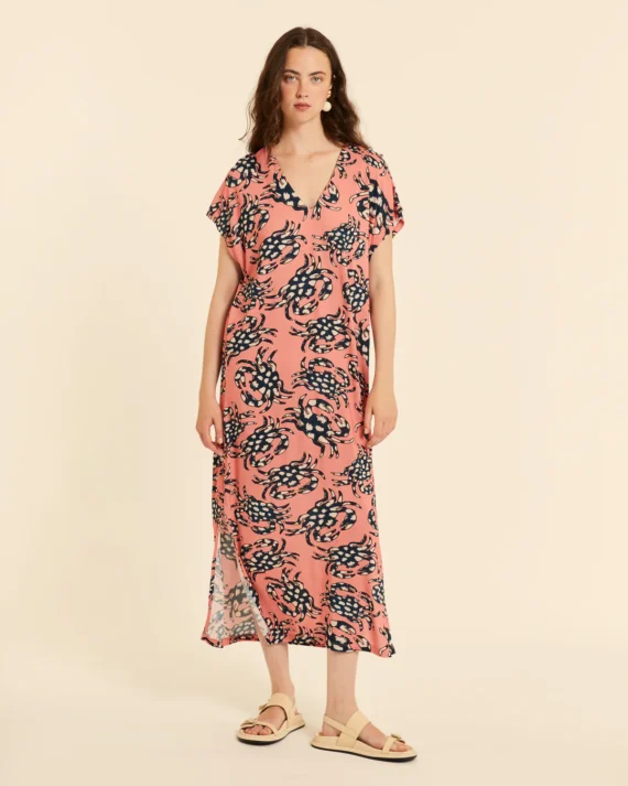 Vestido manga corta Pink Crabs