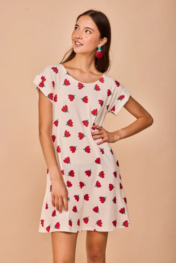 VESTIDO FLOR ROJA