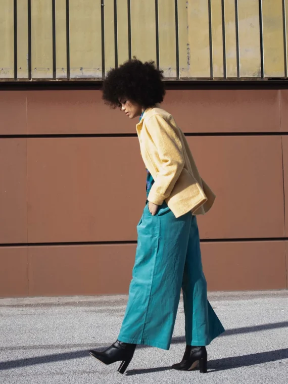 Pantalon ancho pinzas verde agua