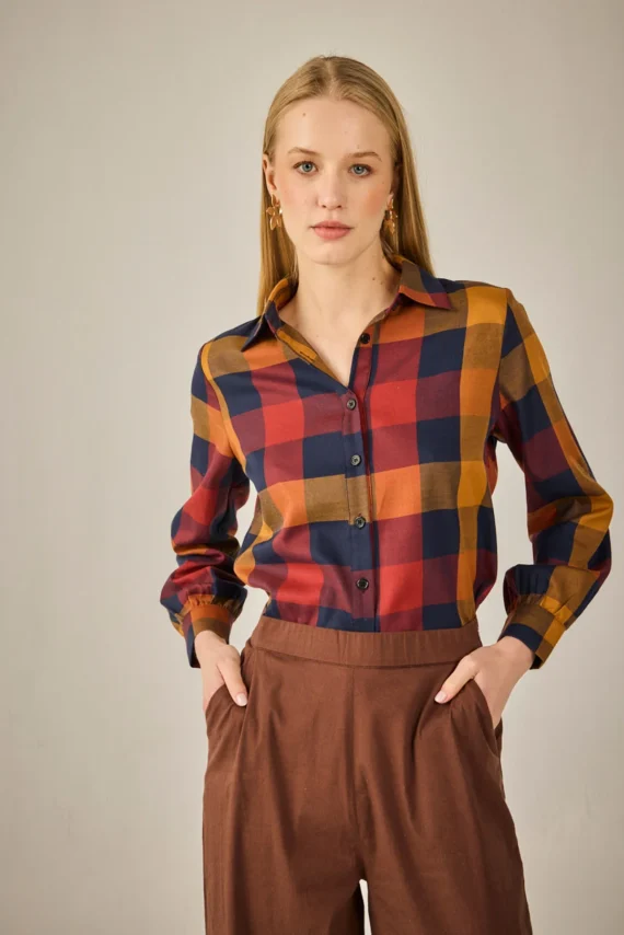 CAMISA CUADROS MOSTAZA