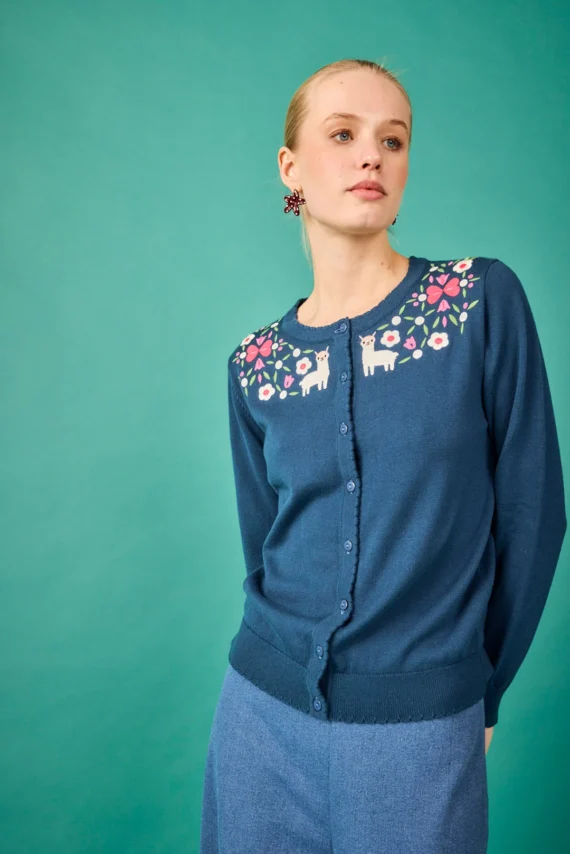 CARDIGAN LLAMAS Y FLORES