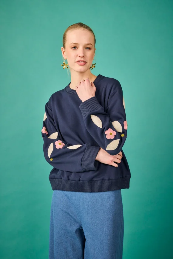 SUDADERA FLORES BORDADAS